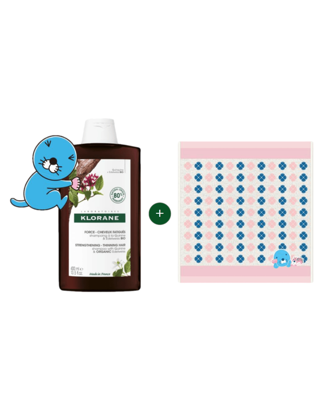 퀴닌 에델바이스 샴푸 400ml(보노보노 SET_보노보노 핸드타올_핑크)